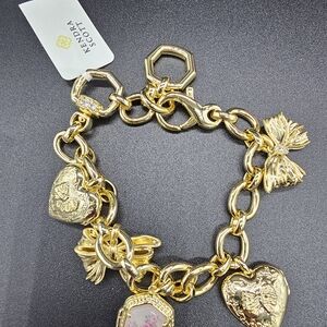 Kendra Scott Gold Charm Bracelet with Heart, Bow and Floral Charms